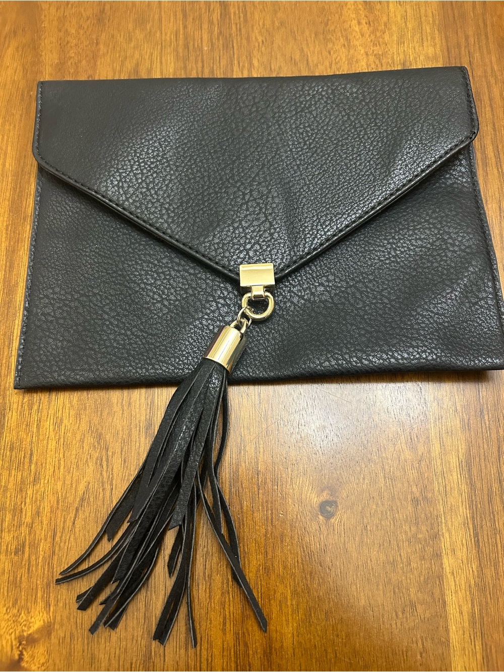 Big Buddha Black Envelope Clutch with Tassel